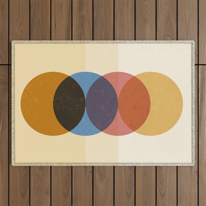 Abstraction_SUNRISE_SUNSET_CIRCLE_RISING_COLORFUL_POP_ART_0425A Outdoor Rug Gallery Image 1