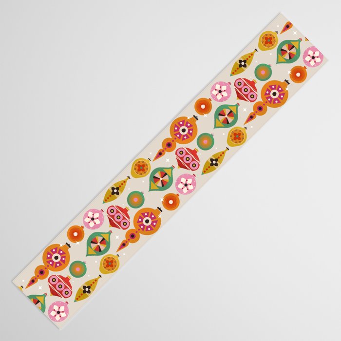 Christmas Tree Retro Ornaments Table Runner Gallery Image 3