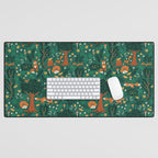 Foxes Playing in the Emerald Forest Desk Mat Gallery Image 1