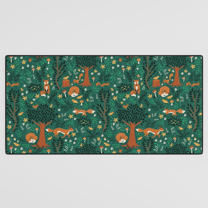 Foxes Playing in the Emerald Forest Desk Mat Gallery Image 3