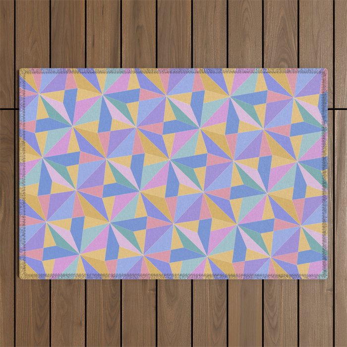 Kaleidoscope Tile Pattern V Bright Pastel Outdoor Rug Gallery Image 1