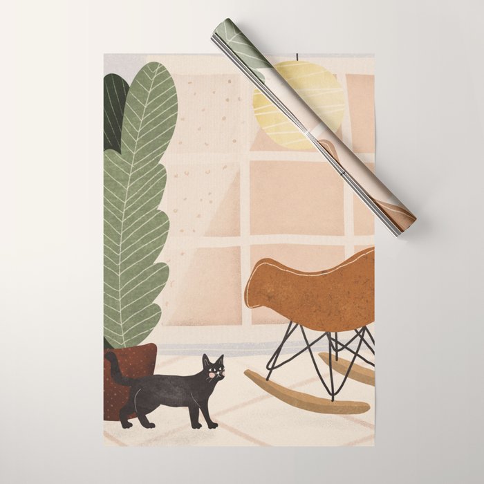 Interior and Cat Wrapping Paper Gallery Image 1