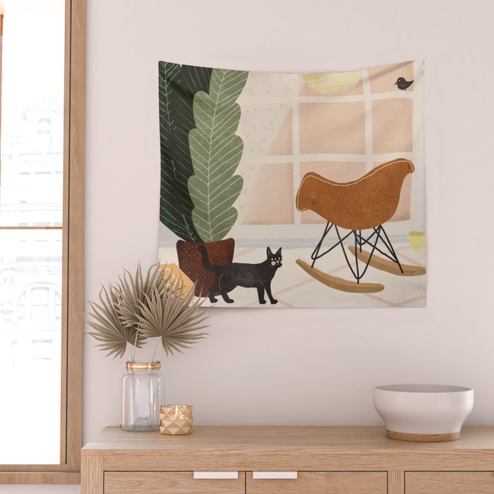 Interior and Cat Wall Tapestry Gallery Image 2