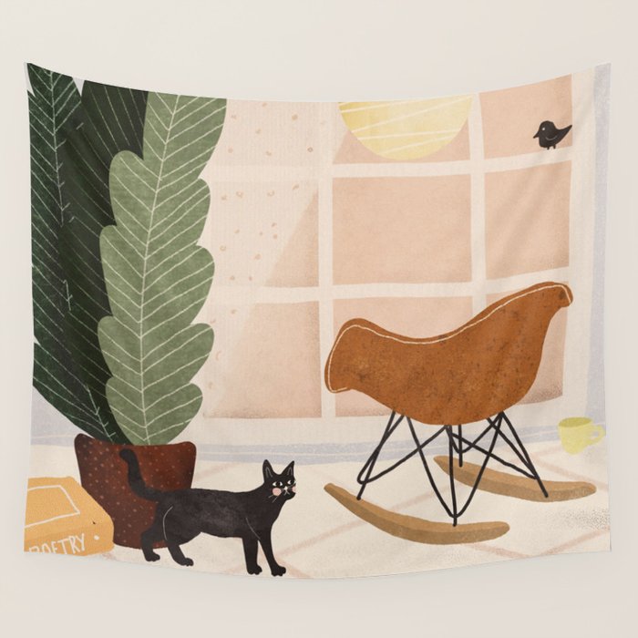 Interior and Cat Wall Tapestry Gallery Image 1