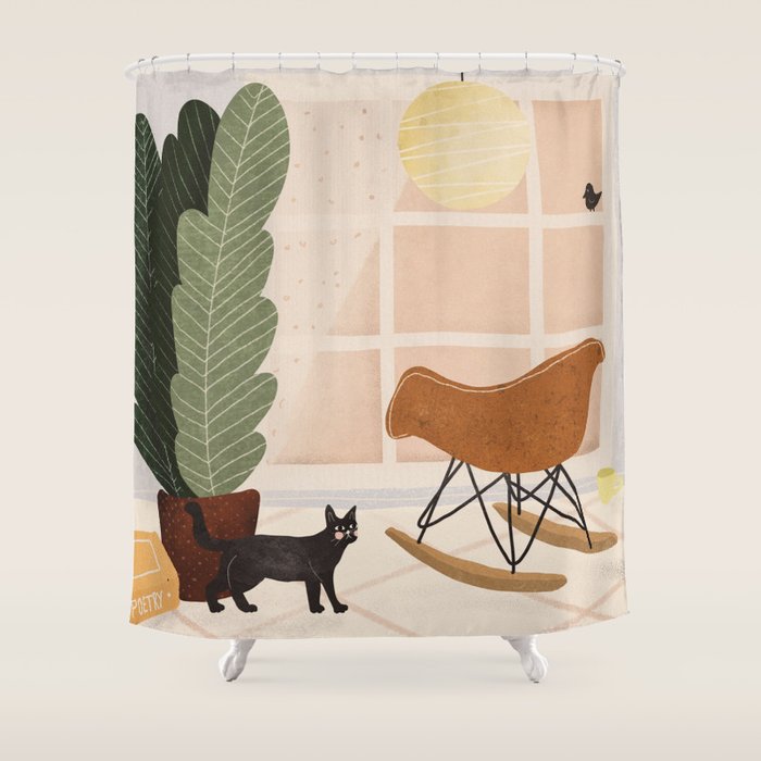 Interior and Cat Shower Curtain Gallery Image 1