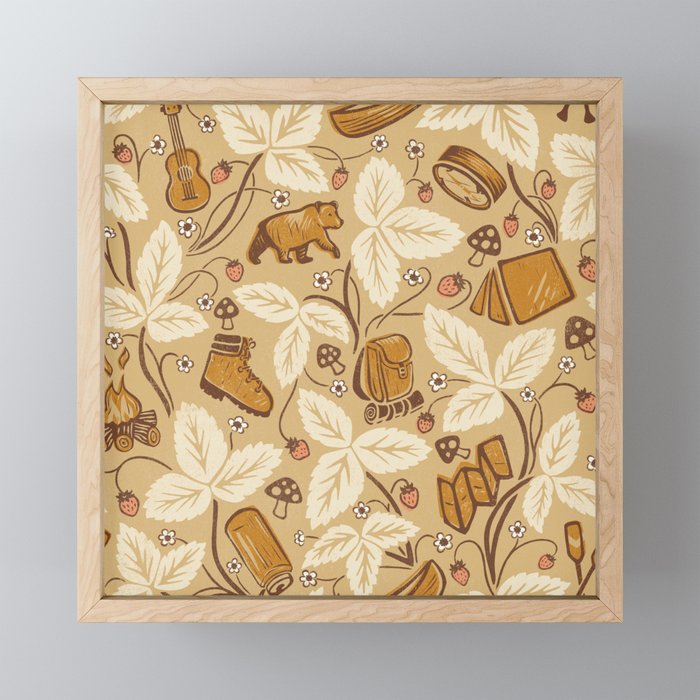 Summer Camping - Gold and cream Mini Art Print Gallery Image 1