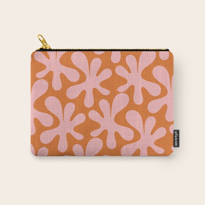 Funky Abstract Amoeba Dance Pattern Blush Pink and Orange Carry All Pouch Gallery Image 1