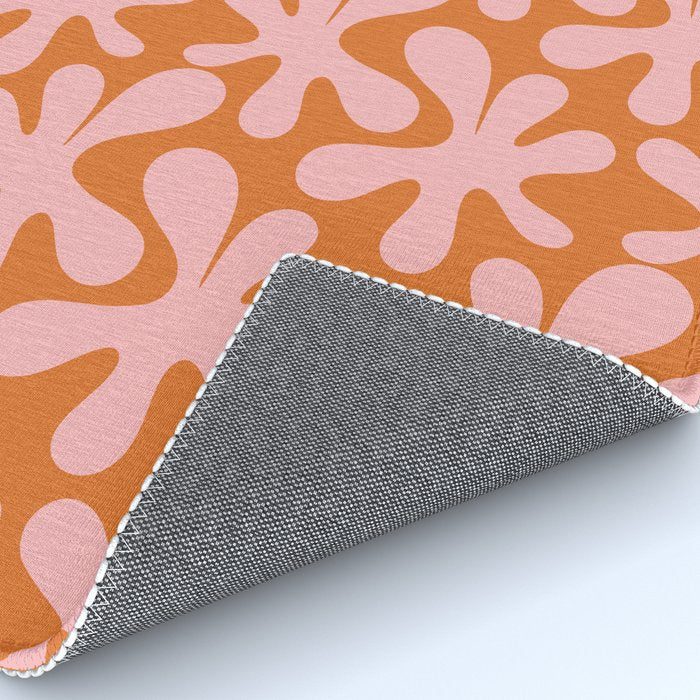Funky Abstract Amoeba Dance Pattern Blush Pink and Orange Rug Gallery Image 4