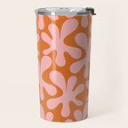 Funky Abstract Amoeba Dance Pattern Blush Pink and Orange Travel Mug Gallery Image 2
