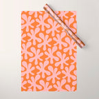 Funky Abstract Amoeba Dance Pattern Blush Pink and Orange Wrapping Paper Gallery Image 1