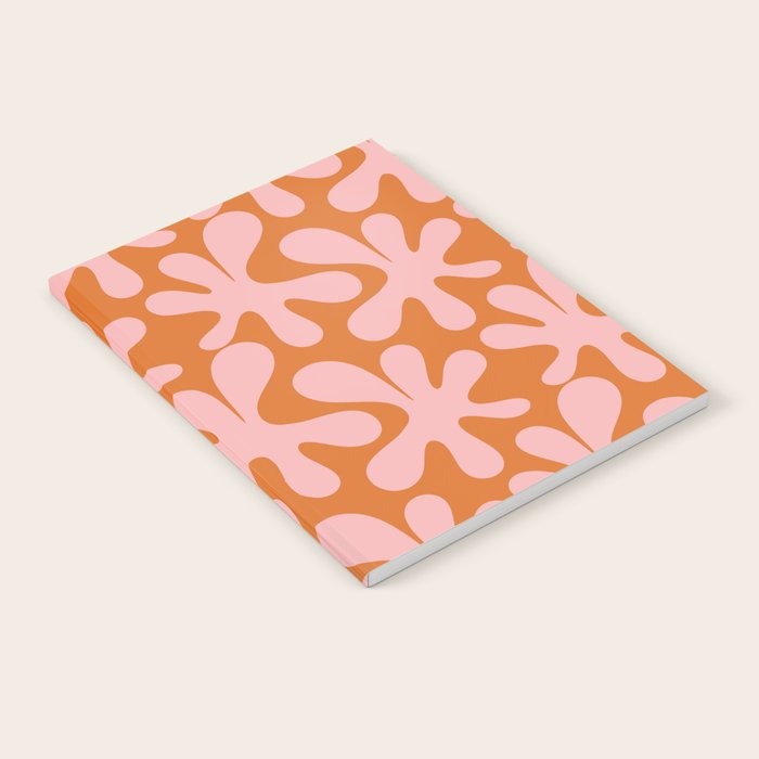 Funky Abstract Amoeba Dance Pattern Blush Pink and Orange Notebook Gallery Image 1