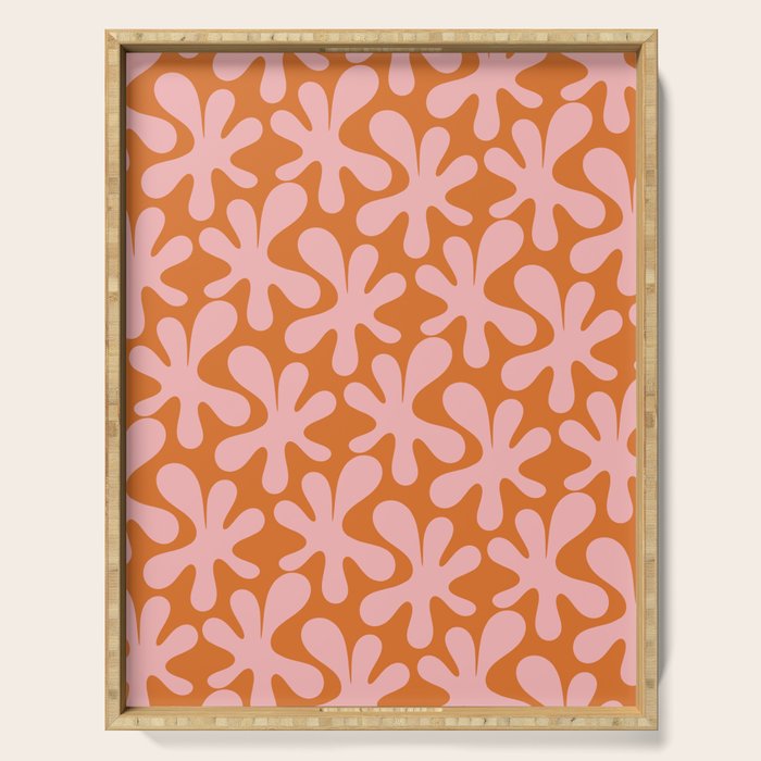 Funky Abstract Amoeba Dance Pattern Blush Pink and Orange Serving Tray Gallery Image 1