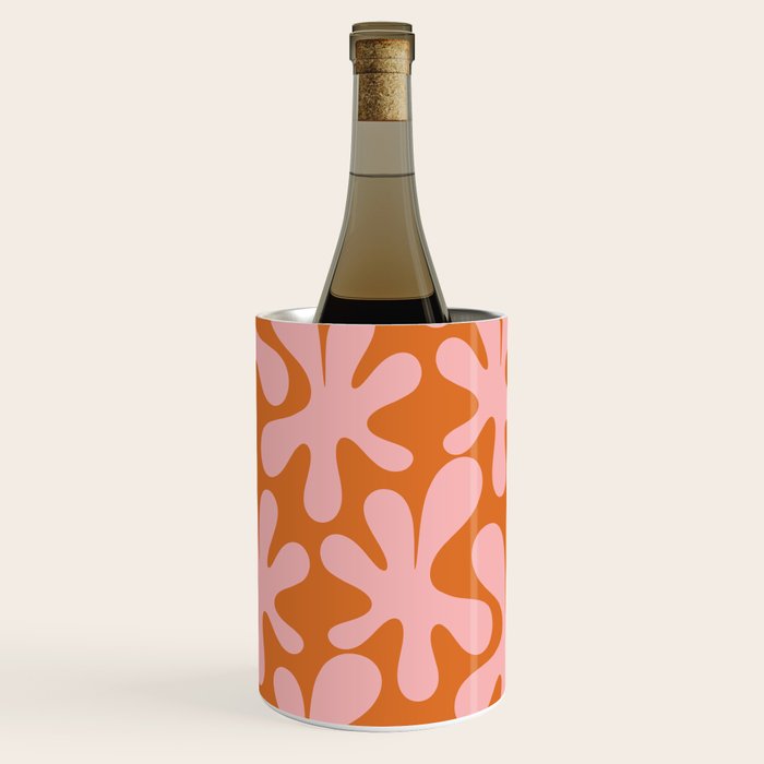 Funky Abstract Amoeba Dance Pattern Blush Pink and Orange Wine Chiller Gallery Image 1