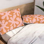 Funky Abstract Amoeba Dance Pattern Blush Pink and Orange Pillow Sham Gallery Image 2