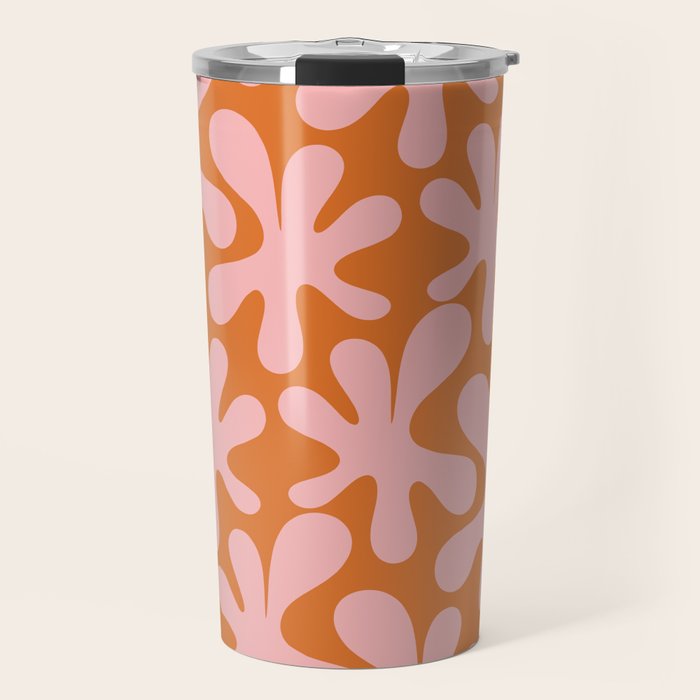 Funky Abstract Amoeba Dance Pattern Blush Pink and Orange Travel Mug Gallery Image 1