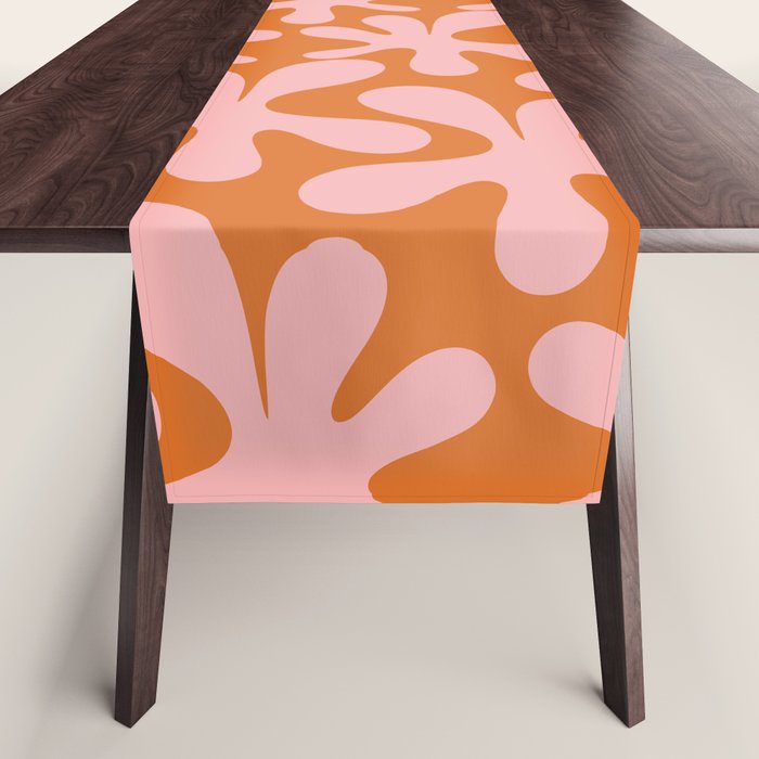 Funky Abstract Amoeba Dance Pattern Blush Pink and Orange Table Runner Gallery Image 1