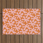 Funky Abstract Amoeba Dance Pattern Blush Pink and Orange Outdoor Rug Gallery Image 1