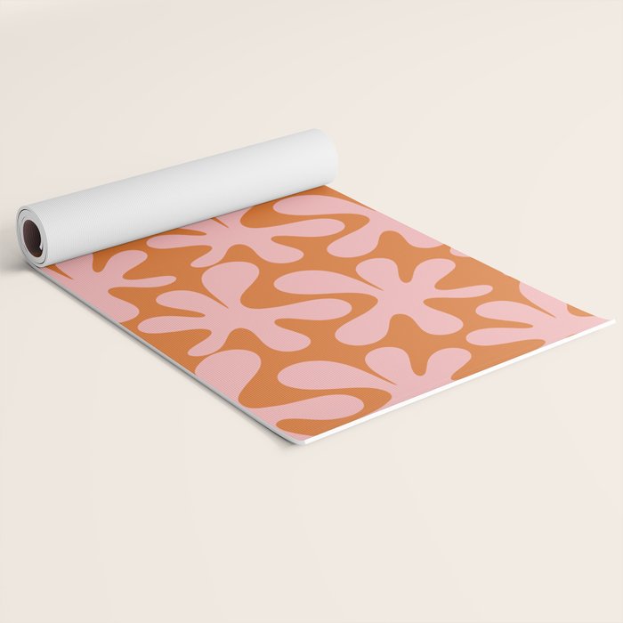 Funky Abstract Amoeba Dance Pattern Blush Pink and Orange Yoga Mat Gallery Image 2