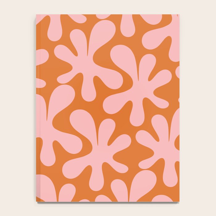 Funky Abstract Amoeba Dance Pattern Blush Pink and Orange Notebook Gallery Image 4