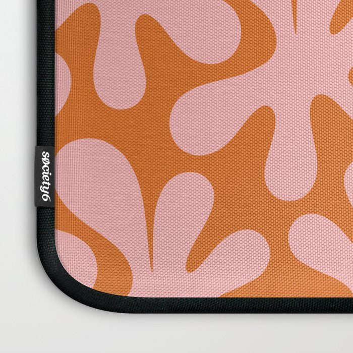 Funky Abstract Amoeba Dance Pattern Blush Pink and Orange Laptop Sleeve Gallery Image 3
