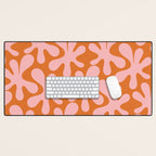 Funky Abstract Amoeba Dance Pattern Blush Pink and Orange Desk Mat Gallery Image 1