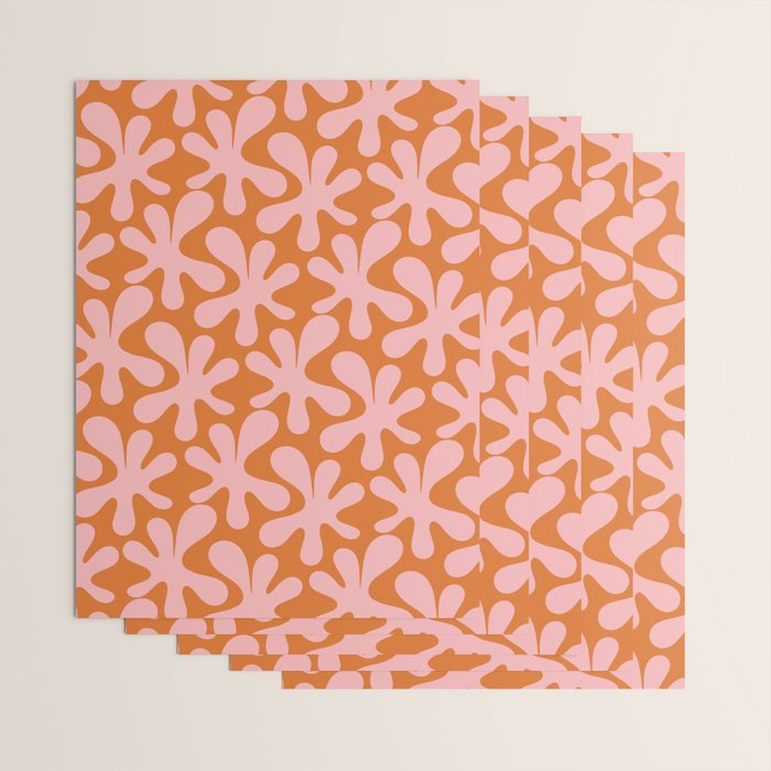 Funky Abstract Amoeba Dance Pattern Blush Pink and Orange Wrapping Paper Gallery Image 3