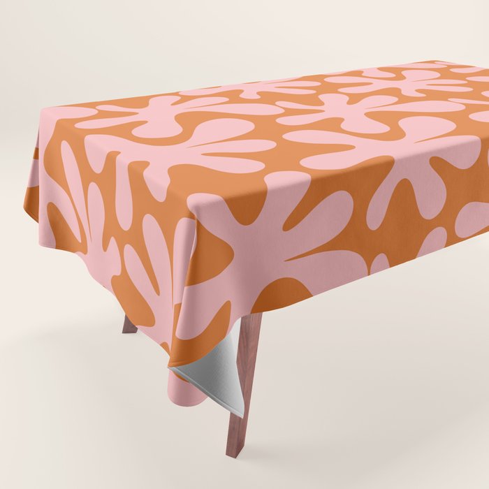 Funky Abstract Amoeba Dance Pattern Blush Pink and Orange Tablecloth Gallery Image 1