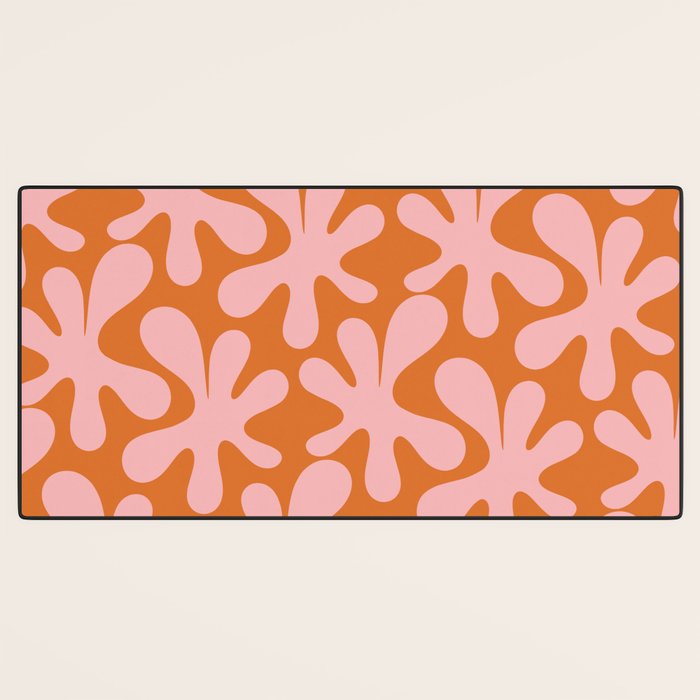 Funky Abstract Amoeba Dance Pattern Blush Pink and Orange Desk Mat Gallery Image 3