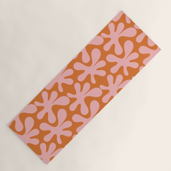 Funky Abstract Amoeba Dance Pattern Blush Pink and Orange Yoga Mat Gallery Image 1