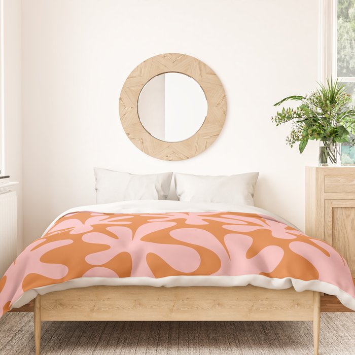 Funky Abstract Amoeba Dance Pattern Blush Pink and Orange Duvet Cover Gallery Image 3