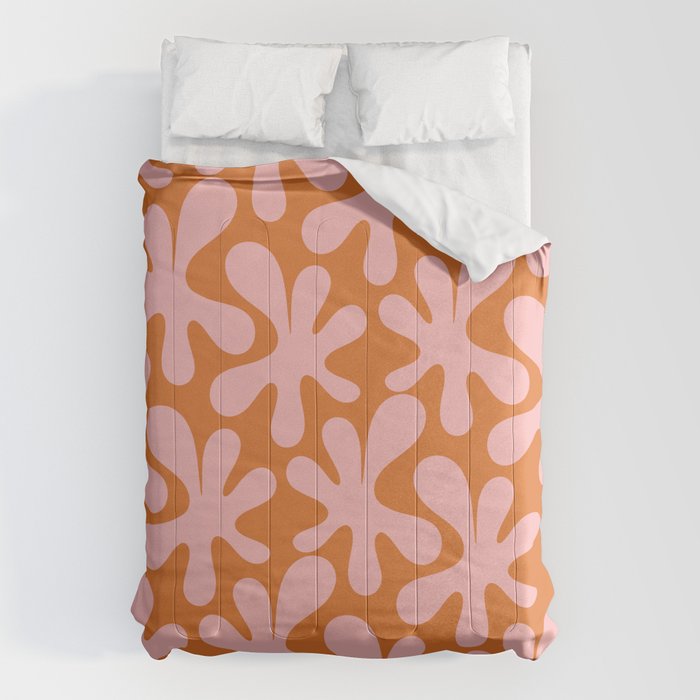 Funky Abstract Amoeba Dance Pattern Blush Pink and Orange Comforter Gallery Image 6