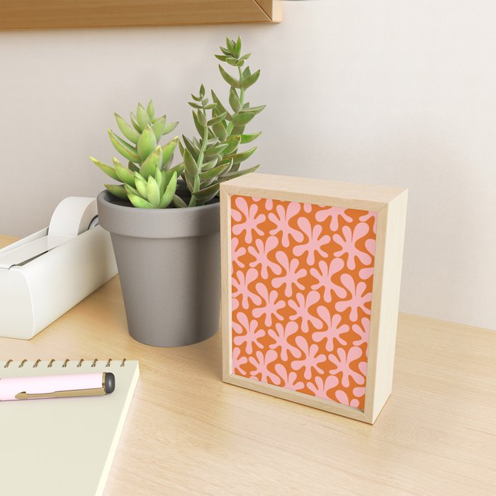 Funky Abstract Amoeba Dance Pattern Blush Pink and Orange Mini Art Print Gallery Image 2