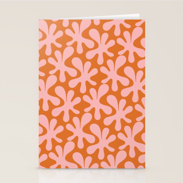 Funky Abstract Amoeba Dance Pattern Blush Pink and Orange Stationery Card Gallery Image 1