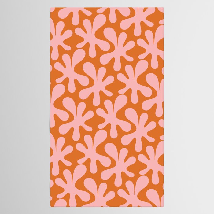 Funky Abstract Amoeba Dance Pattern Blush Pink and Orange Tablecloth Gallery Image 2