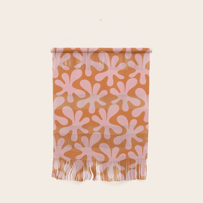 Funky Abstract Amoeba Dance Pattern Blush Pink and Orange Wall Hanging Gallery Image 1