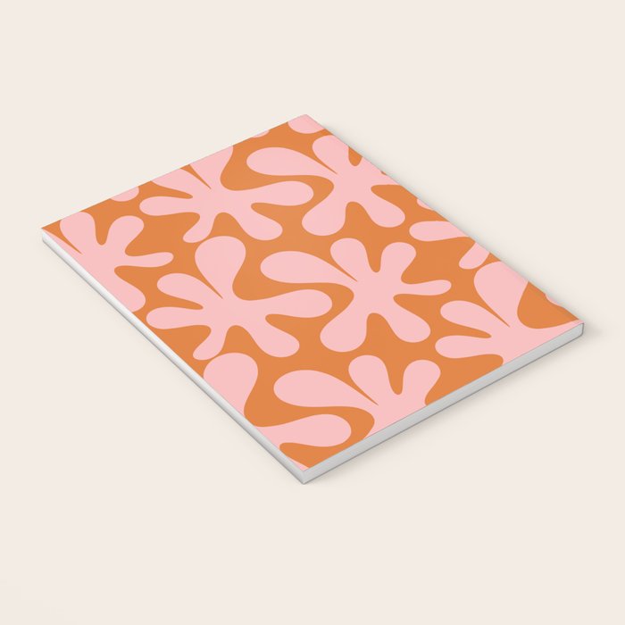 Funky Abstract Amoeba Dance Pattern Blush Pink and Orange Notebook Gallery Image 3