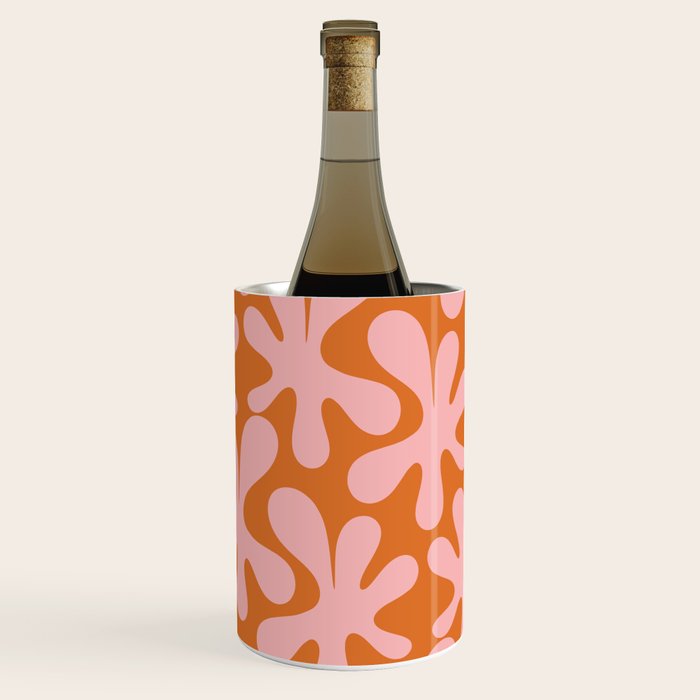 Funky Abstract Amoeba Dance Pattern Blush Pink and Orange Wine Chiller Gallery Image 3