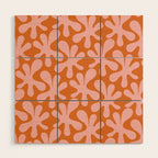 Funky Abstract Amoeba Dance Pattern Blush Pink and Orange Wood Wall Art Gallery Image 1