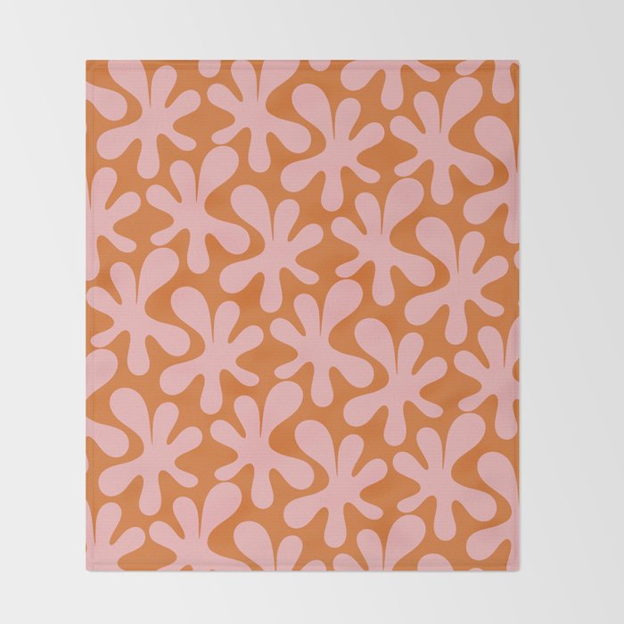 Funky Abstract Amoeba Dance Pattern Blush Pink and Orange Throw Blanket Gallery Image 2
