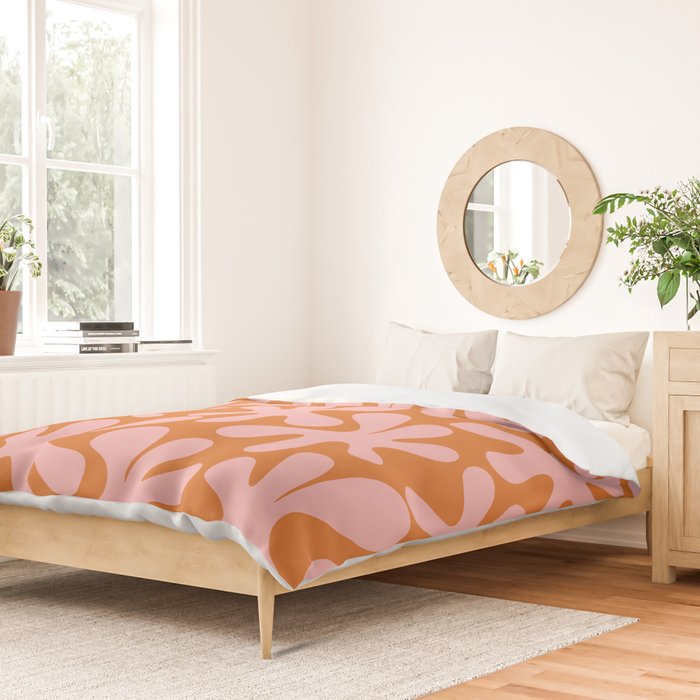 Funky Abstract Amoeba Dance Pattern Blush Pink and Orange Duvet Cover Gallery Image 2