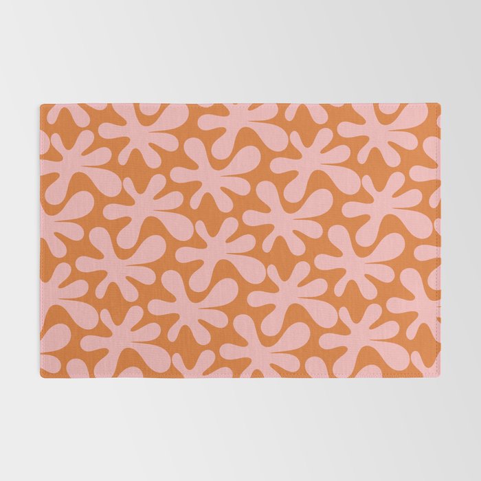 Funky Abstract Amoeba Dance Pattern Blush Pink and Orange Rug Gallery Image 2