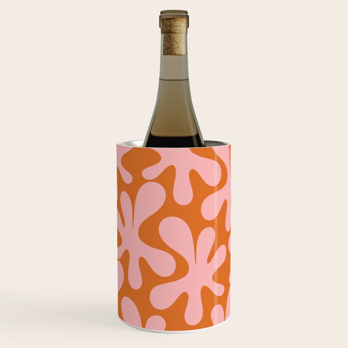Funky Abstract Amoeba Dance Pattern Blush Pink and Orange Wine Chiller Gallery Image 2