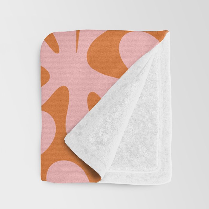 Funky Abstract Amoeba Dance Pattern Blush Pink and Orange Throw Blanket Gallery Image 3