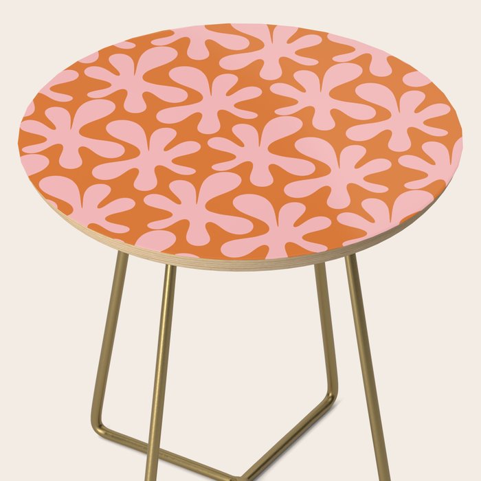 Funky Abstract Amoeba Dance Pattern Blush Pink and Orange Side Table Gallery Image 2