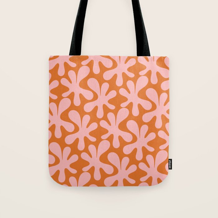Funky Abstract Amoeba Dance Pattern Blush Pink and Orange Tote Bag Gallery Image 1