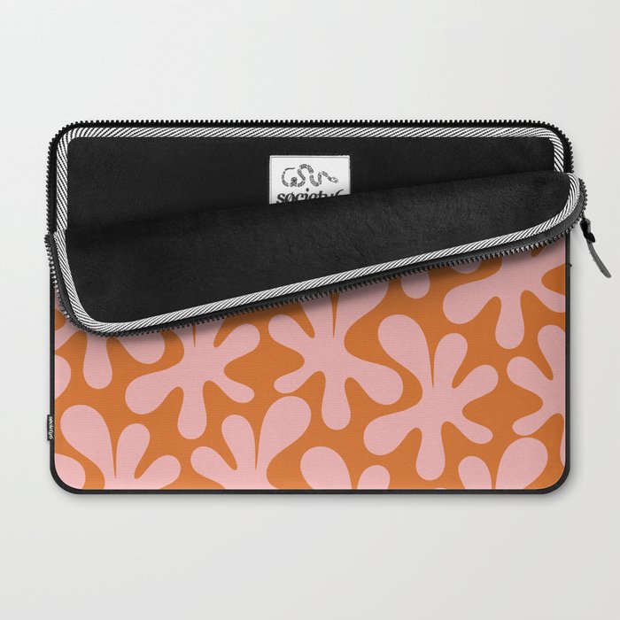 Funky Abstract Amoeba Dance Pattern Blush Pink and Orange Laptop Sleeve Gallery Image 2