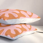 Funky Abstract Amoeba Dance Pattern Blush Pink and Orange Pillow Sham Gallery Image 3