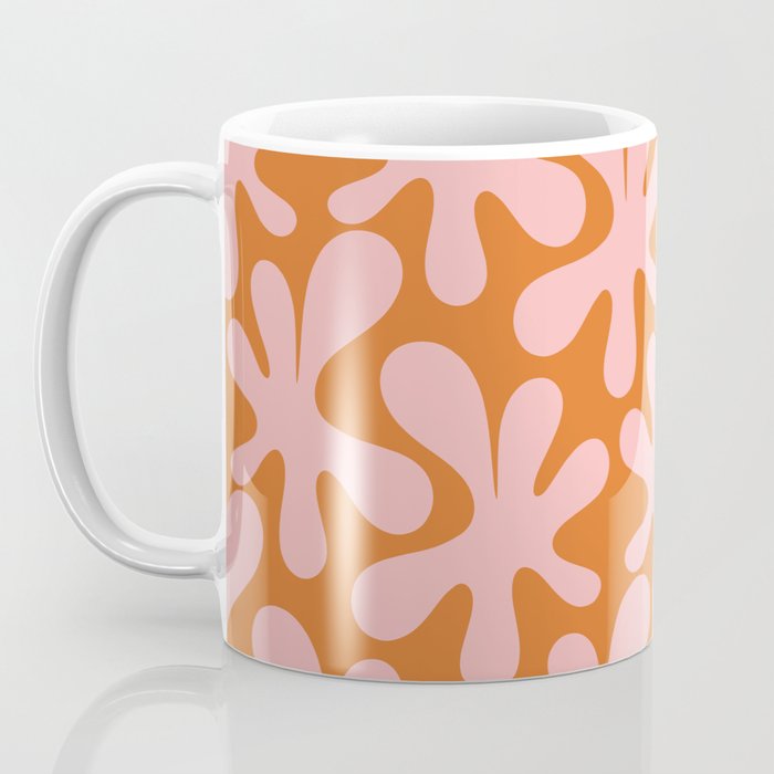 Funky Abstract Amoeba Dance Pattern Blush Pink and Orange Coffee Mug Gallery Image 3