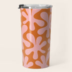 Funky Abstract Amoeba Dance Pattern Blush Pink and Orange Travel Mug Gallery Image 3
