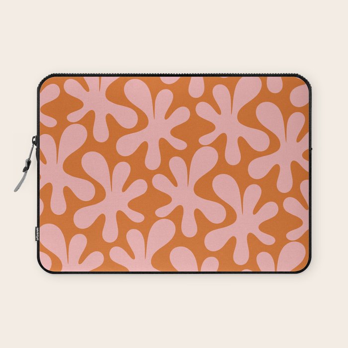 Funky Abstract Amoeba Dance Pattern Blush Pink and Orange Laptop Sleeve Gallery Image 1